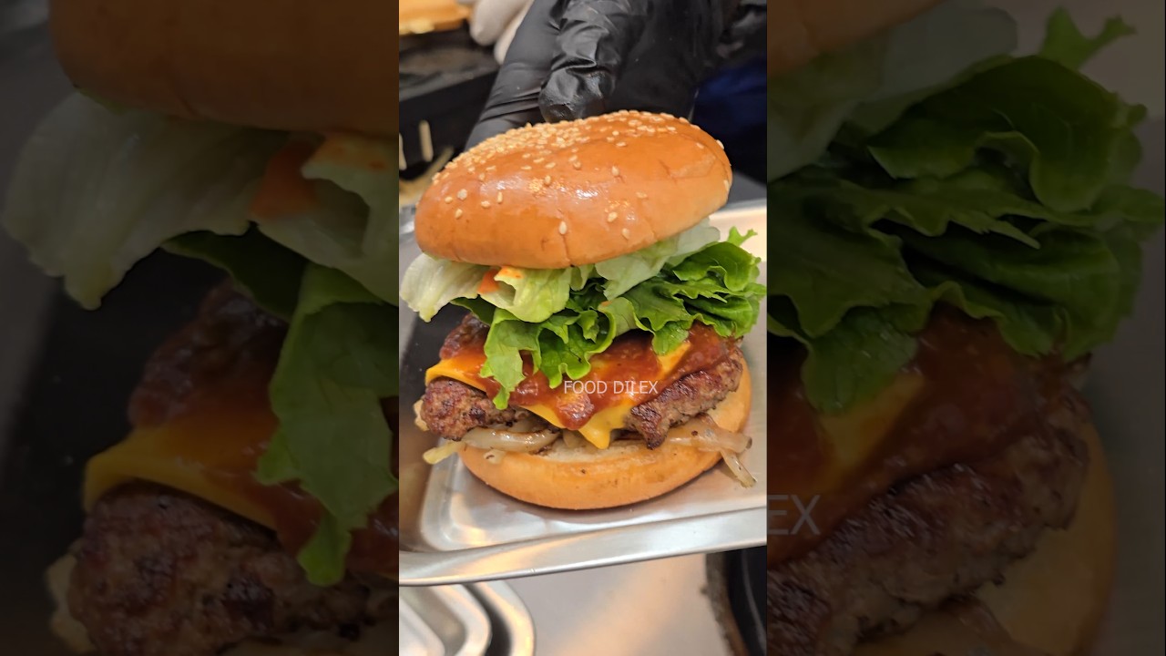 Only $1! Korean Street Burger - Korean Street Food #shortsvideo