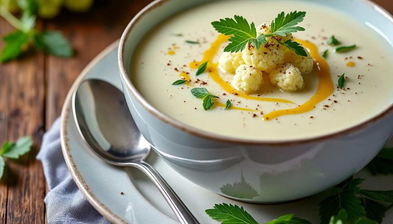 découvrez la recette du velouté de chou-fleur façon dubarry, un plat réconfortant qui évoque la douceur et la chaleur de l'hiver pour un dîner plein de nostalgie.