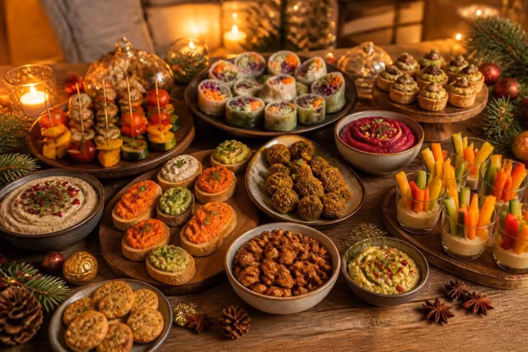 découvrez 15 recettes savoureuses et 100% véganes pour un apéro de noël convivial et gourmand, parfait pour régaler tous vos invités.