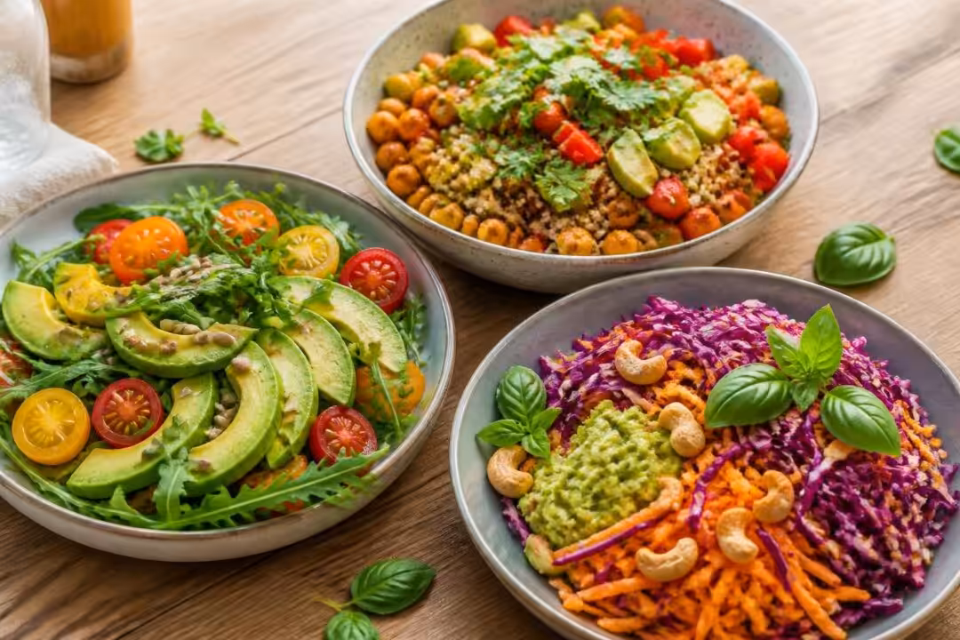 découvrez 3 recettes de salades véganes gourmandes et fraîches à base d'avocat, parfaites pour un repas sain et savoureux.