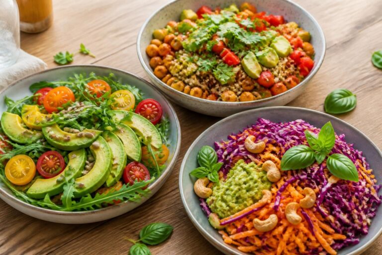 découvrez 3 recettes de salades véganes gourmandes et fraîches à base d'avocat, parfaites pour un repas sain et savoureux.