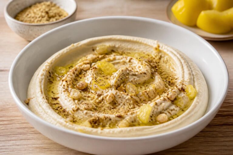 découvrez la recette originale du houmous au citron confit et dukkah, une délicieuse combinaison de saveurs méditerranéennes pour un apéritif savoureux et facile à préparer.
