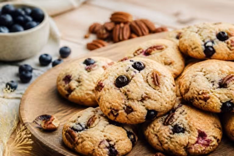 découvrez notre recette végane de cookies aux myrtilles et noix de pécan, gourmande et saine, parfaite pour une pause gourmande sans produits d'origine animale.