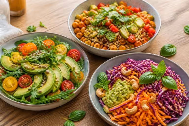 découvrez 3 recettes de salades véganes gourmandes et fraîches à base d'avocat, parfaites pour un repas sain et savoureux.